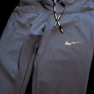 Nike Dri-Fit Running Pants, Grey, White Swoosh, W-8. Small zip pocket, slim fit.